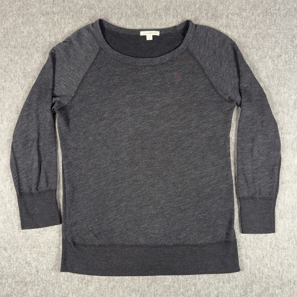 James Perse Raglan Shirt Womens 2 Gray Scoop Neck 3/4 Sleeve Lightweight Top